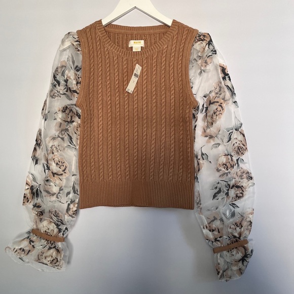 NWT Anthropologie Maeve Contrast-Sleeve Sweater S - Picture 12 of 17